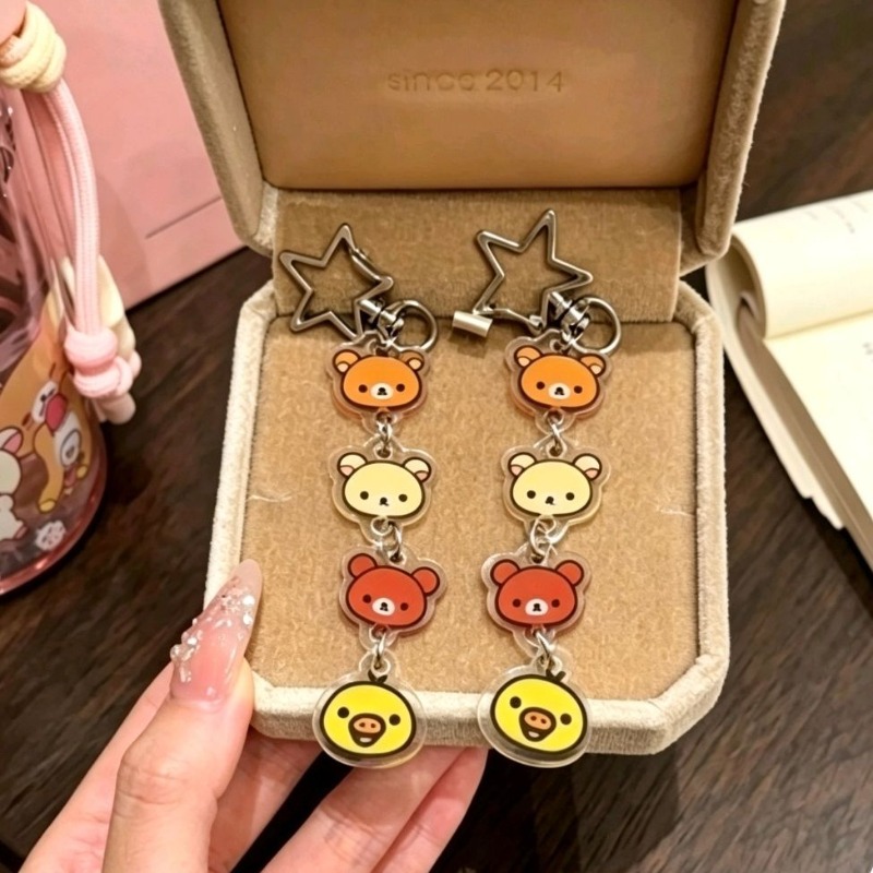 Car Accessories Japanese - Anime Cartoon Rilakkuma Acryl-Schlüsselanhänger, niedliche Schultaschen-Hängedekoration,